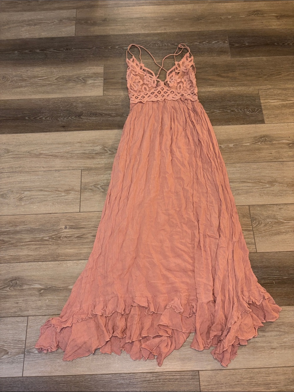 Free People Coral Lace Bodice Maxi Dress